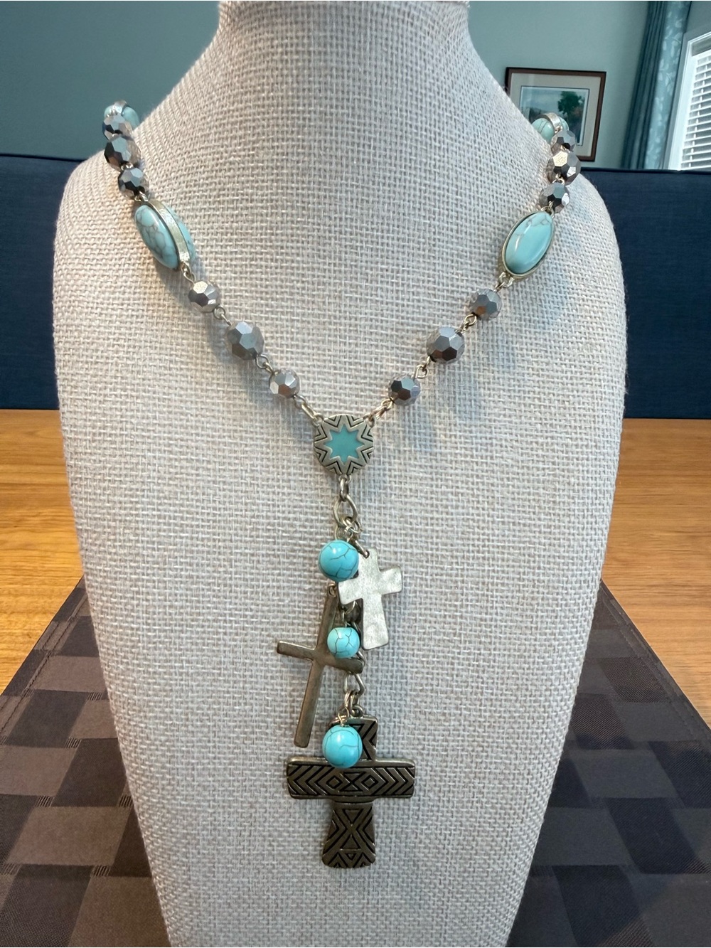 Triple Cross Pendant Statement
Necklace 26" with 3.5" Extension